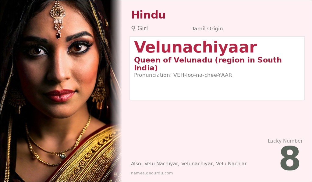 Velunachiyaar Name Meaning and Details