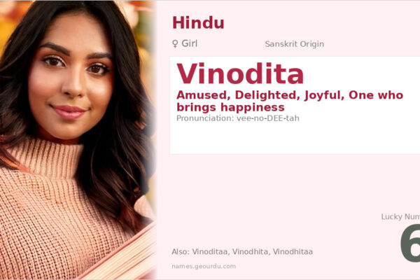 Vinodita Name Meaning — Sanskrit Origin, Girl Name & Details (2025)