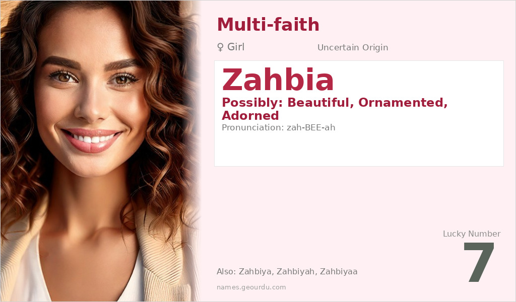 Zahbia Name Meaning and Details